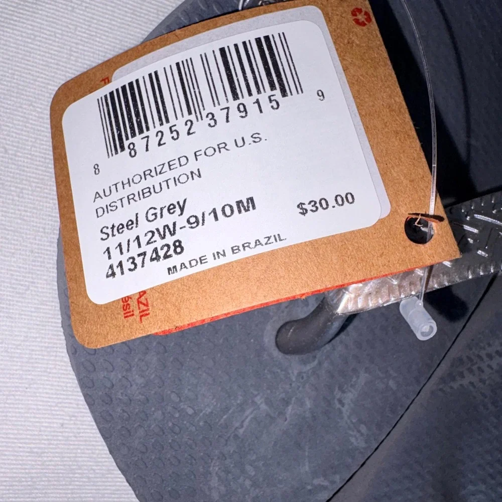 Havaianas Flip Flops 11 - 12 Steel Grey silver new Metallic Thong Sandal beach